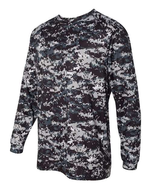 Badger Digital Camo Long Sleeve T-Shirt 4184 - Black Digital