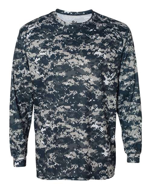 Badger Digital Camo Long Sleeve T-Shirt 4184 - Navy Digital
