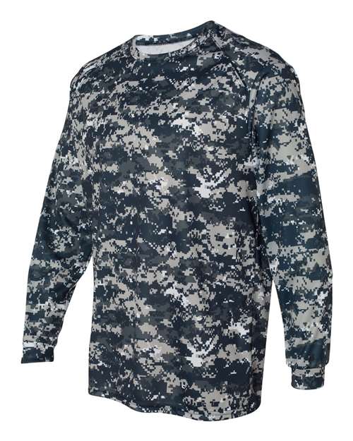 Badger Digital Camo Long Sleeve T-Shirt 4184 - Navy Digital