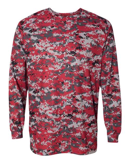 Badger Digital Camo Long Sleeve T-Shirt 4184 - Red Digital