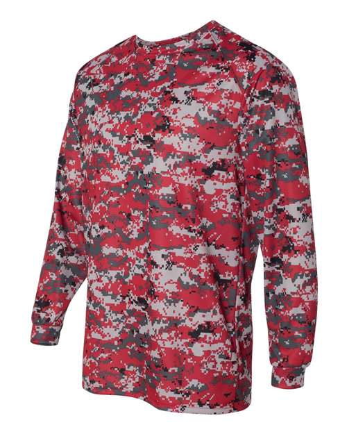 Badger Digital Camo Long Sleeve T-Shirt 4184 - Red Digital