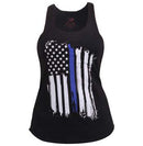 Women Thin Blue Line Flag Racerback Tank Top. Item