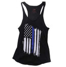 Women Thin Blue Line Flag Racerback Tank Top. Item