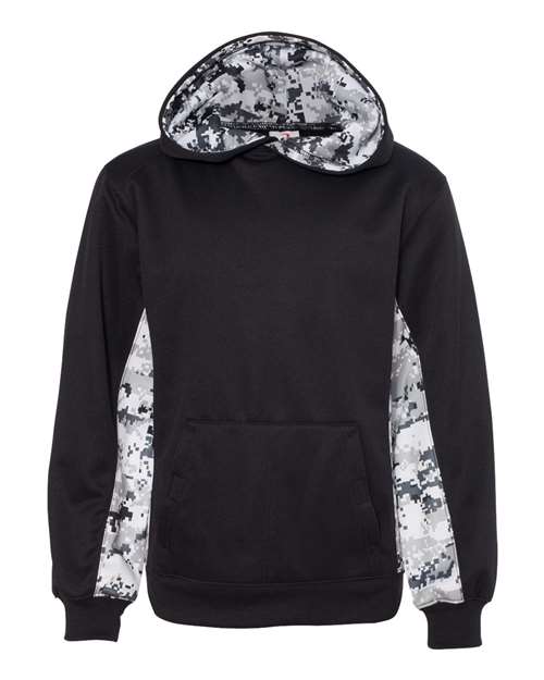 Badger Youth Digital Camo Colorblock Performance Fleece Hooded Sweatshirt 2464