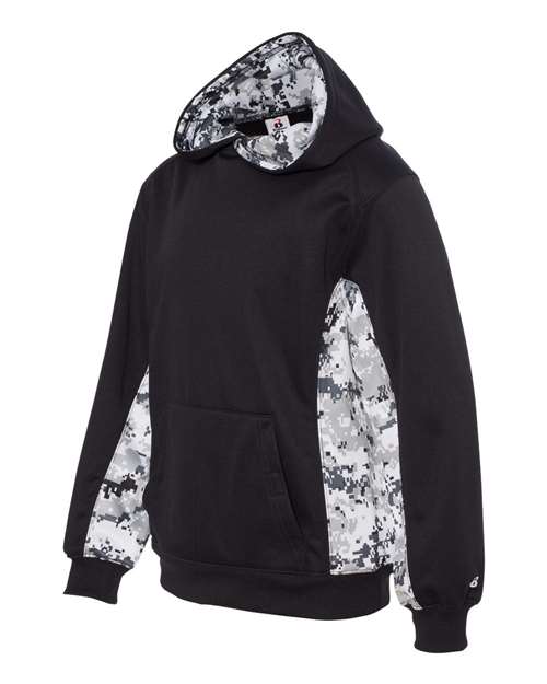 Badger Youth Digital Camo Colorblock Performance Fleece Hooded Sweatshirt 2464