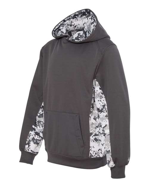 Badger Youth Digital Camo Colorblock Performance Fleece Hooded Sweatshirt 2464