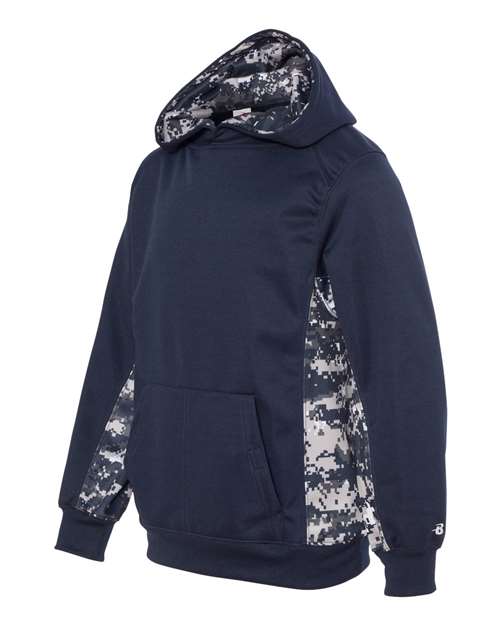 Badger Youth Digital Camo Colorblock Performance Fleece Hooded Sweatshirt 2464