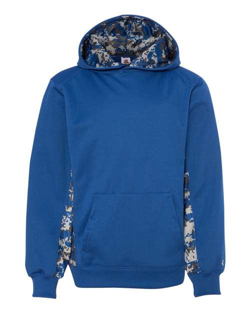 Badger Youth Digital Camo Colorblock Performance Fleece Hooded Sweatshirt 2464