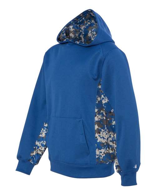 Badger Youth Digital Camo Colorblock Performance Fleece Hooded Sweatshirt 2464