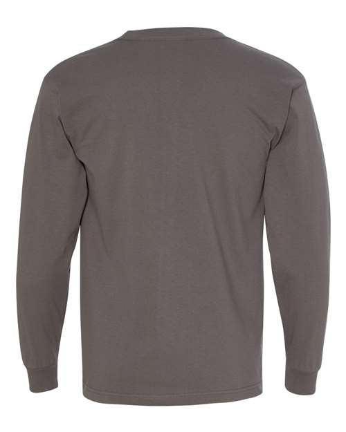 Bayside USA-Made Long Sleeve Pocket T-Shirt 8100 - Charcoal
