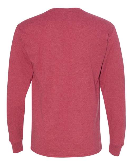 JERZEES Dri-Power® Long Sleeve 50/50 T-Shirt 29LSR - Vintage Heather Red
