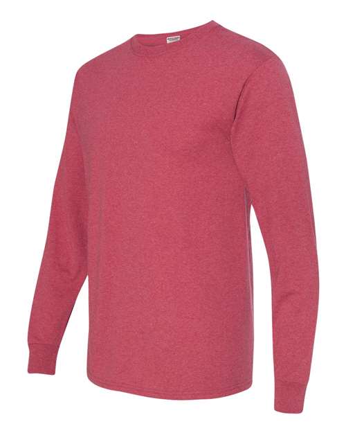 JERZEES Dri-Power® Long Sleeve 50/50 T-Shirt 29LSR - Vintage Heather Red