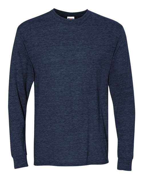 JERZEES Dri-Power® Long Sleeve 50/50 T-Shirt 29LSR - Vintage Heather Navy