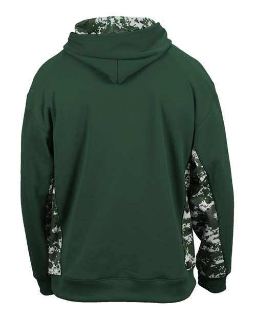 Badger Digital Camo Colorblock Performance Fleece Hooded Sweatshirt 1464 - Forest/ Forest