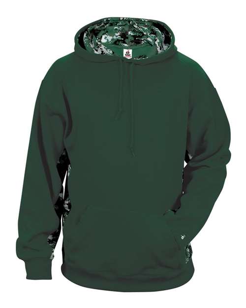 Badger Digital Camo Colorblock Performance Fleece Hooded Sweatshirt 1464 - Forest/ Forest