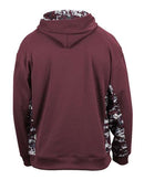 Badger Digital Camo Colorblock Performance Fleece Hooded Sweatshirt 1464 - Maroon/ Maroon