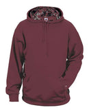 Badger Digital Camo Colorblock Performance Fleece Hooded Sweatshirt 1464 - Maroon/ Maroon