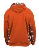 Badger Digital Camo Colorblock Performance Fleece Hooded Sweatshirt 1464 - Burnt Orange/ Burnt Orange