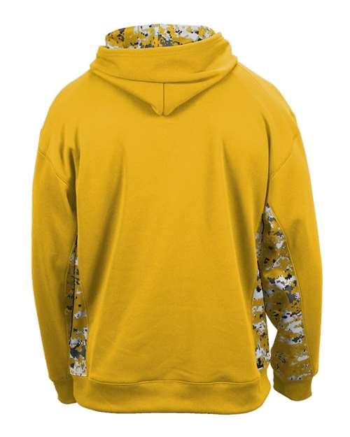 Badger Digital Camo Colorblock Performance Fleece Hooded Sweatshirt 1464 - Gold/ Gold