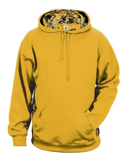 Badger Digital Camo Colorblock Performance Fleece Hooded Sweatshirt 1464 - Gold/ Gold