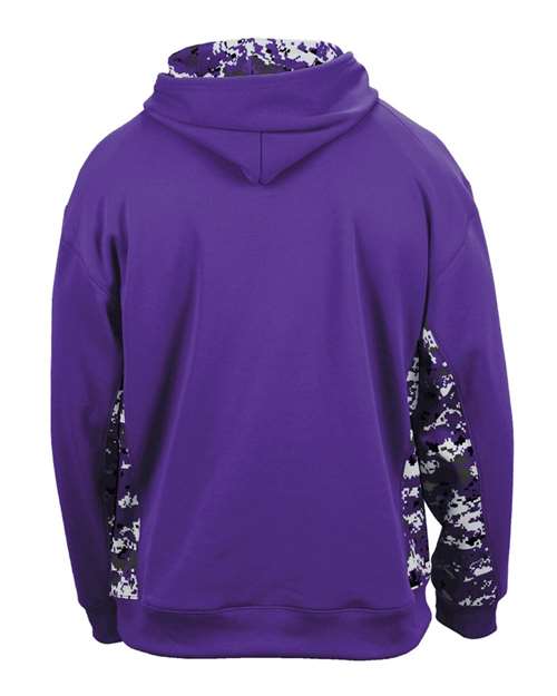 Badger Digital Camo Colorblock Performance Fleece Hooded Sweatshirt 1464 - Purple/ Purple