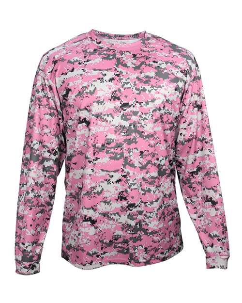 Badger Digital Camo Long Sleeve T-Shirt 4184 - Pink Digital