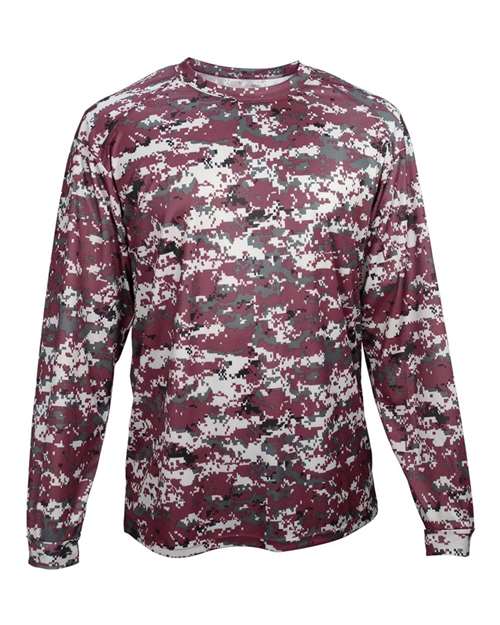 Badger Digital Camo Long Sleeve T-Shirt 4184 - Maroon Digital