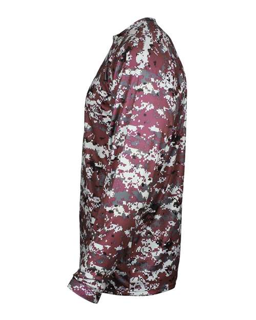 Badger Digital Camo Long Sleeve T-Shirt 4184 - Maroon Digital