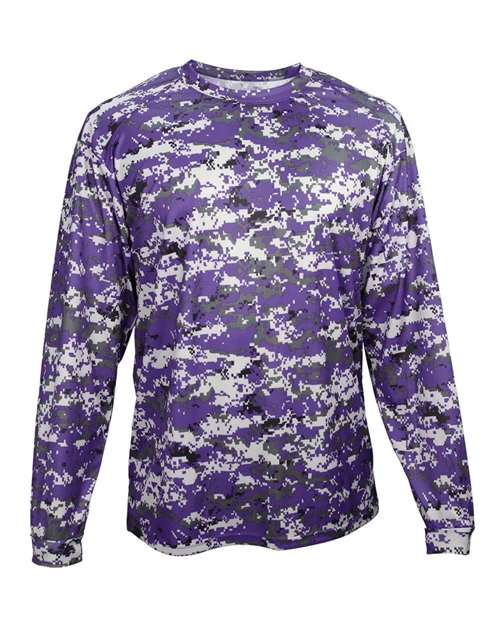 Badger Digital Camo Long Sleeve T-Shirt 4184 - Purple Digital