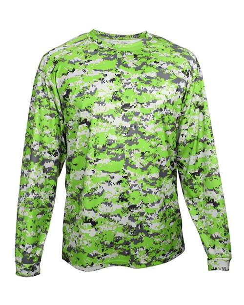 Badger Digital Camo Long Sleeve T-Shirt 4184 - Lime Digital