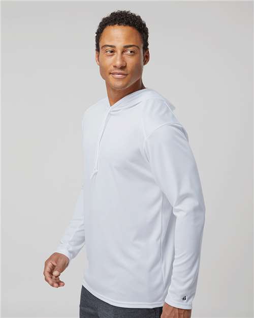 Badger B-Core Hooded Long Sleeve T-Shirt 4105 - White