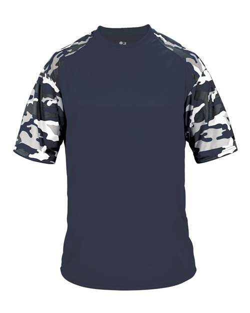 Badger Camo Sport T-Shirt 4141 - Navy/ Navy Camo