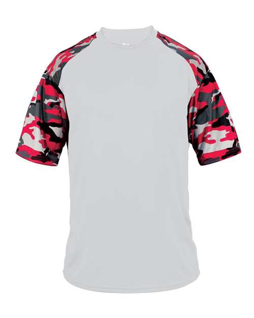 Badger Camo Sport T-Shirt 4141 - White/ Red Camo
