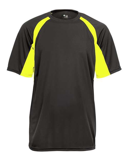 Badger B-Core Hook T-Shirt 4144 - Graphite/ Safety Yellow