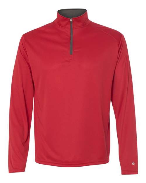 Badger B-Core Quarter-Zip Pullover 4102 - Red/ Graphite