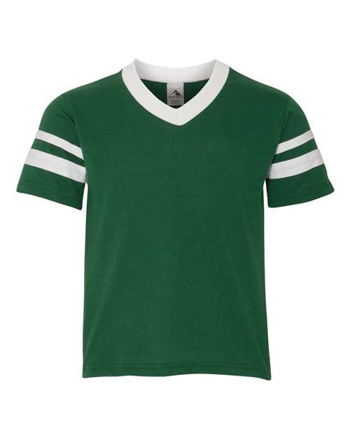 Augusta Sportswear Youth V-Neck Jersey with Striped Sleeves 361