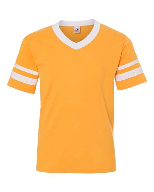 Augusta Sportswear Youth V-Neck Jersey with Striped Sleeves 361