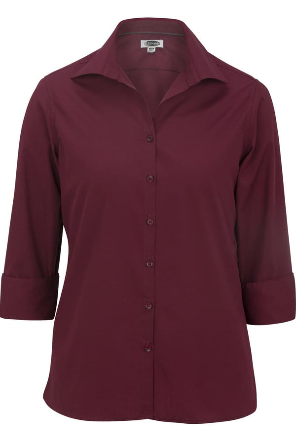 Edwards Lightweight Poplin Three Quarter Sleeve Ladies Shirt [#5040].  Live Chat for Bulk Discounts