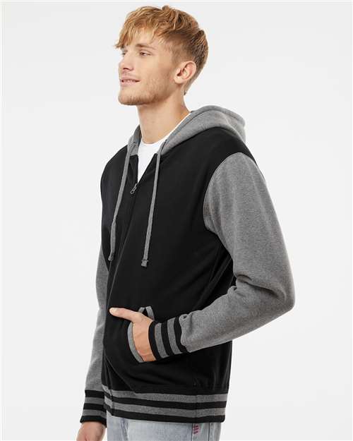 Independent Trading Co. Heavyweight Varsity Full-Zip Hooded Sweatshirt IND45UVZ