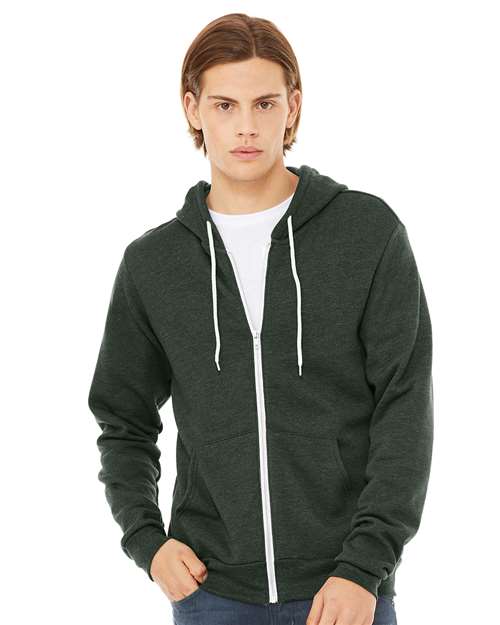 BELLA + CANVAS Sponge Fleece Full-Zip Hoodie 3739 - Heather Forest
