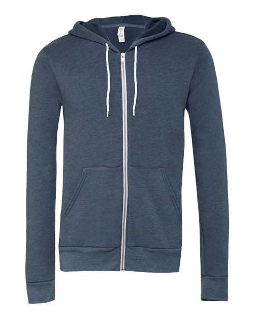 BELLA + CANVAS Sponge Fleece Full-Zip Hoodie 3739 - Heather Navy