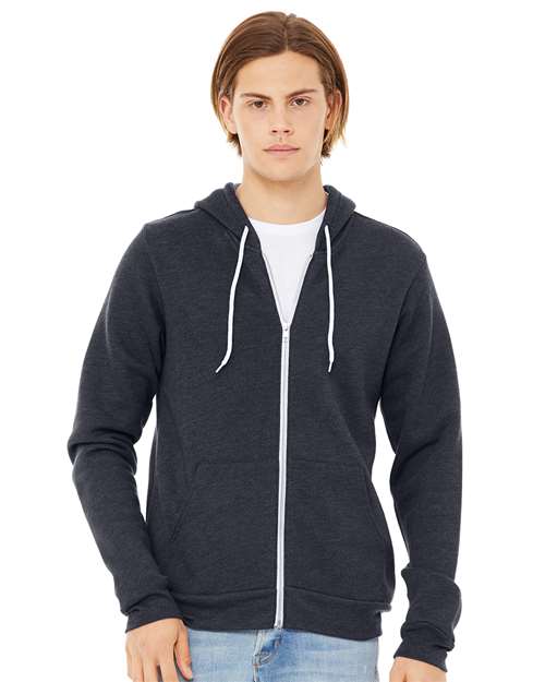 BELLA + CANVAS Sponge Fleece Full-Zip Hoodie 3739 - Heather Navy