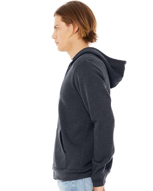 BELLA + CANVAS Sponge Fleece Full-Zip Hoodie 3739 - Heather Navy