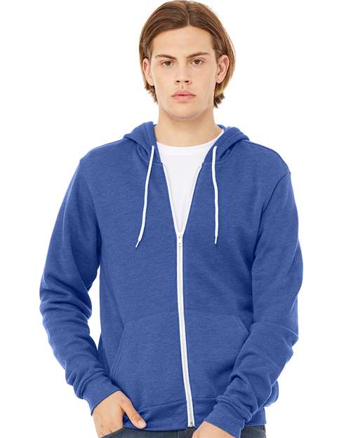 BELLA + CANVAS Sponge Fleece Full-Zip Hoodie 3739 - Heather True Royal