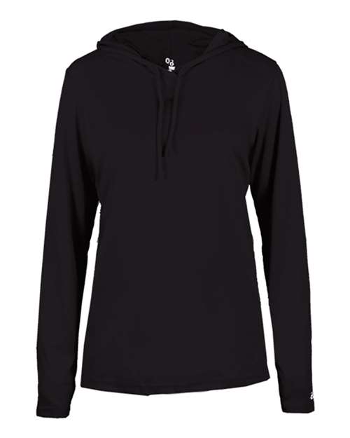 Badger Women's B-Core Long Sleeve Hooded T-Shirt 4165 - Black