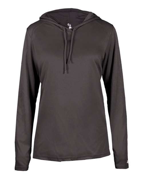 Badger Women's B-Core Long Sleeve Hooded T-Shirt 4165 - Graphite