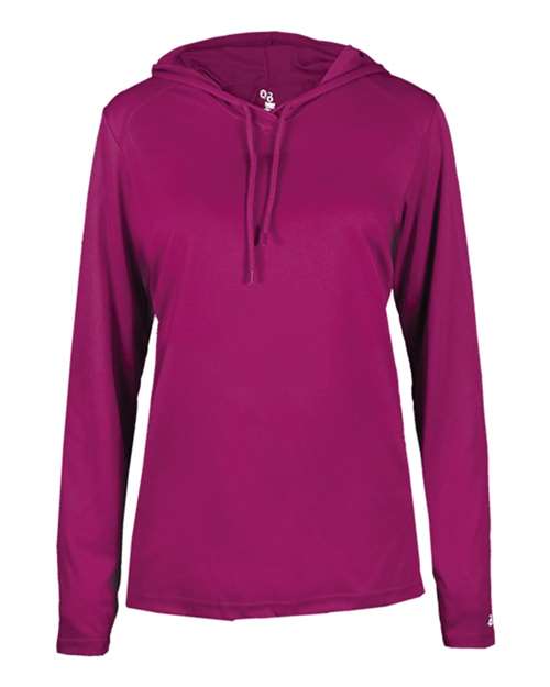 Badger Women's B-Core Long Sleeve Hooded T-Shirt 4165 - Hot Pink