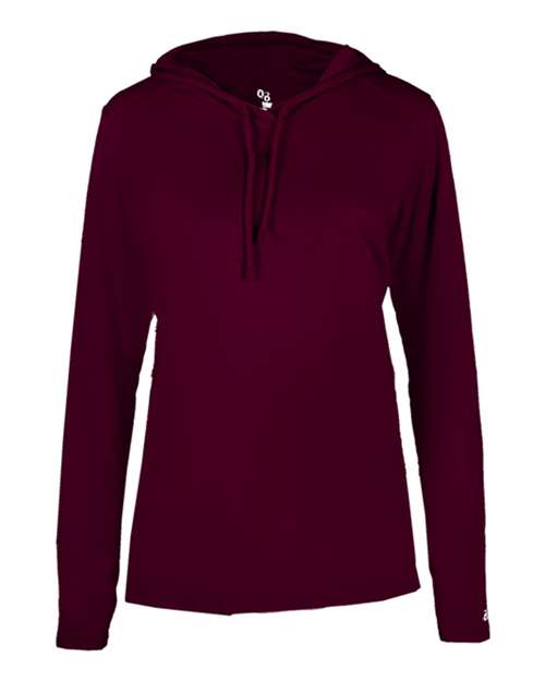 Badger Women's B-Core Long Sleeve Hooded T-Shirt 4165 - Maroon