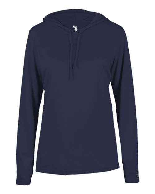 Badger Women's B-Core Long Sleeve Hooded T-Shirt 4165 - Navy