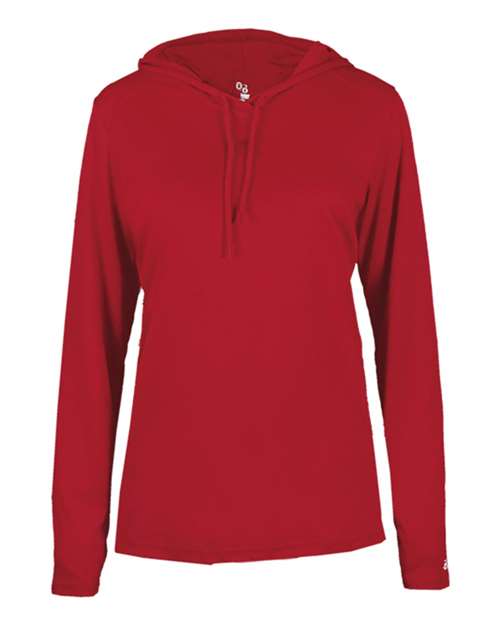 Badger Women's B-Core Long Sleeve Hooded T-Shirt 4165 - Red